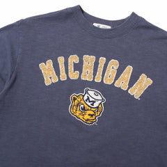 University of Michigan Wolverines Women's Elmore Well Worn Heavy Slub Crop T-Shirt Rusted Navy