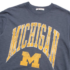 University of Michigan Wolverines Women's Mindi Heavy Slub Crop T-Shirt Rusted Navy