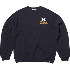 University of Michigan Wolverines Women's Shout It Out Oversized Crewneck Fall Navy