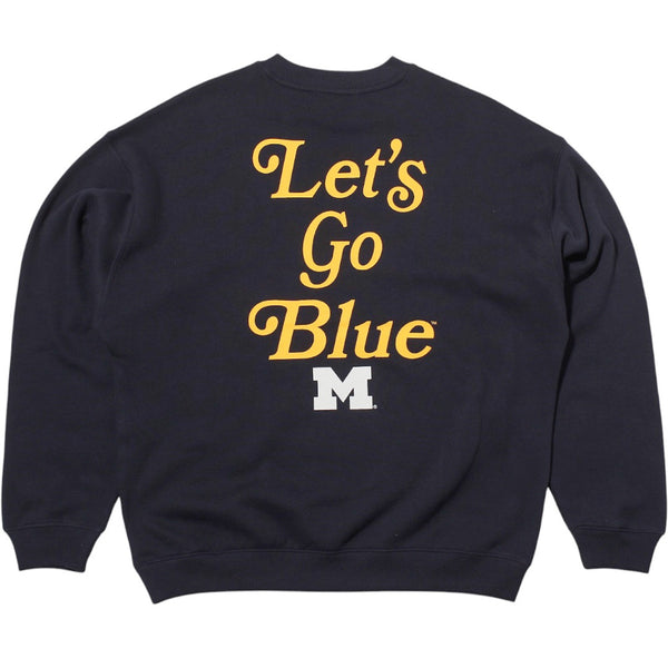 University of Michigan Wolverines Women's Shout It Out Oversized Crewneck Fall Navy