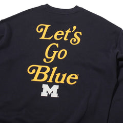 University of Michigan Wolverines Women's Shout It Out Oversized Crewneck Fall Navy