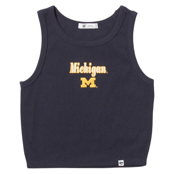 University of Michigan Wolverines Women's Straight Cut Baby Rib Tank Top Navy