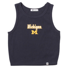 University of Michigan Wolverines Women's Straight Cut Baby Rib Tank Top Navy
