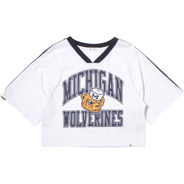University of Michigan Wolverines Women's Vintage Big Overarch Drop Needle Raglan Jersey White