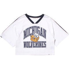 University of Michigan Wolverines Women's Vintage Big Overarch Drop Needle Raglan Jersey White