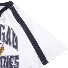 University of Michigan Wolverines Women's Vintage Big Overarch Drop Needle Raglan Jersey White