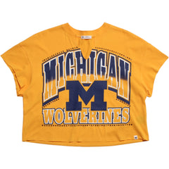 University of Michigan Wolverines Women's Win Big Oversized Notch Neck T-Shirt Galley Gold