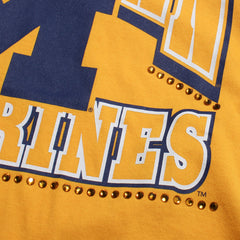 University of Michigan Wolverines Women's Win Big Oversized Notch Neck T-Shirt Galley Gold