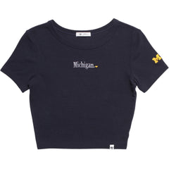 University of Michigan Wolverines Women's With Love Baby Rib T-Shirt Navy