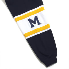 University of Michigan Wolverines Women's Steadfast Sleeve Paneled Crew Fall Navy