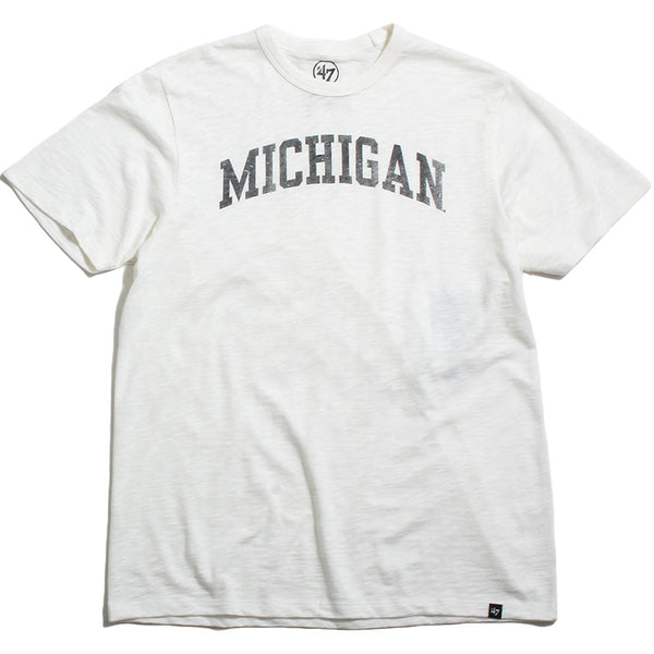 University of Michigan Wolverines Wordmark Grit Scrum T-Shirt White Wash