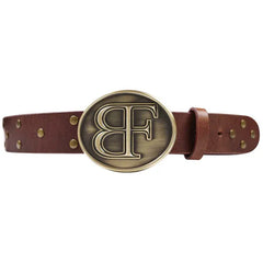 Oval Studded Belt Brown