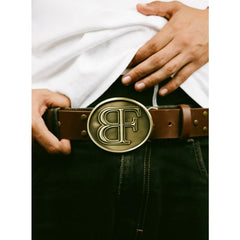 Oval Studded Belt Brown