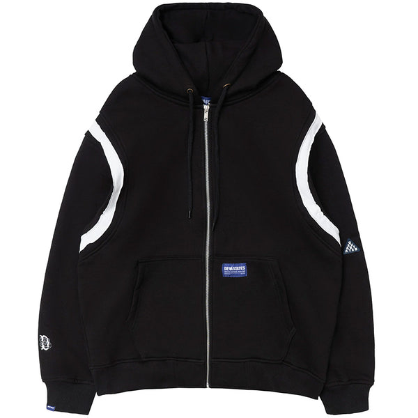 Epaulette Zip Up Hoodie Black