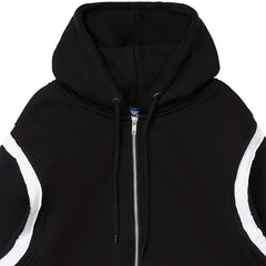 Epaulette Zip Up Hoodie Black