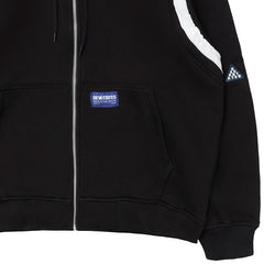 Epaulette Zip Up Hoodie Black