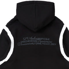 Epaulette Zip Up Hoodie Black