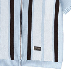 Junior S/S Zip Knitted Polo Blue / Multi