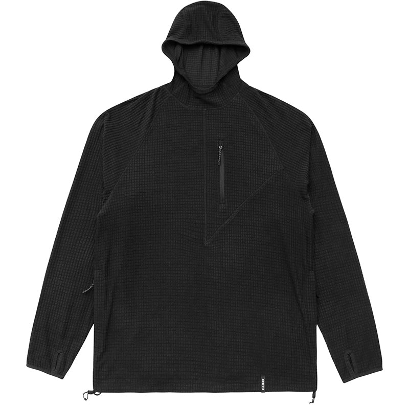 Hudswell Pullover Grid Fleece Hoodie Black