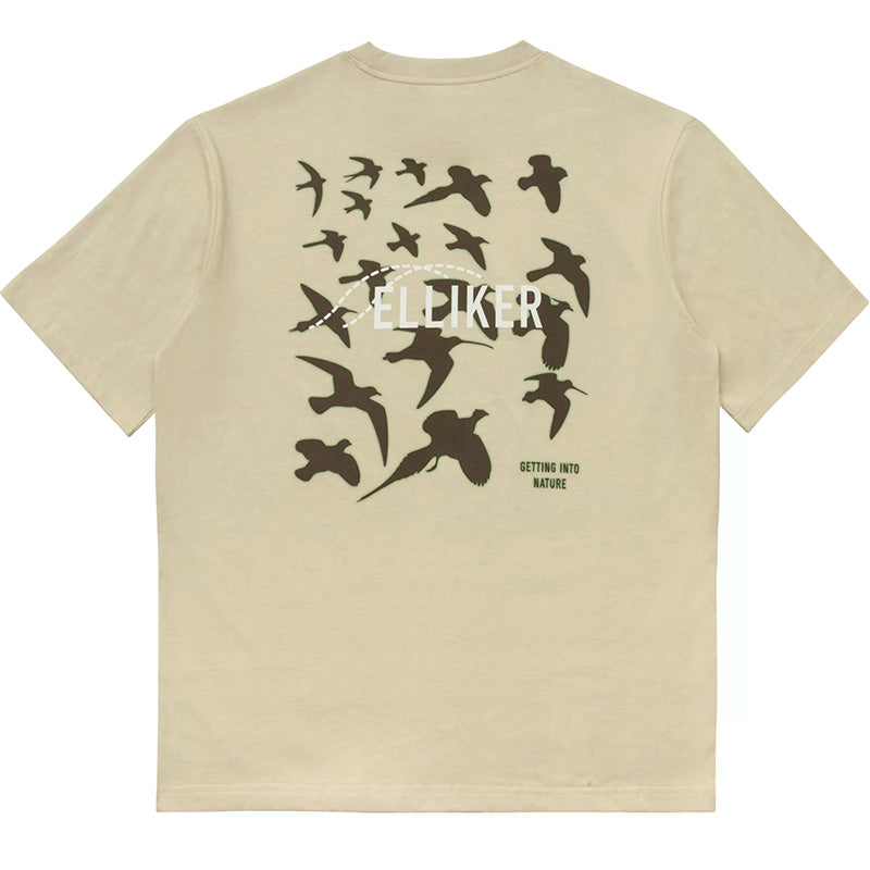 Rill Birds Print Short Sleeve T-Shirt Beige