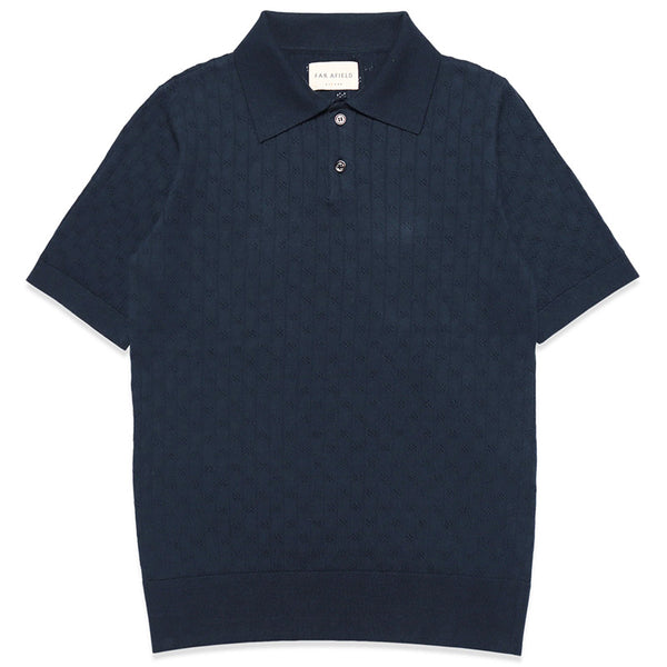 Jacobs Perforated Lace Polo Navy Iris