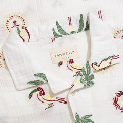 Stachio S/S Shirt Tropical Embroidery White