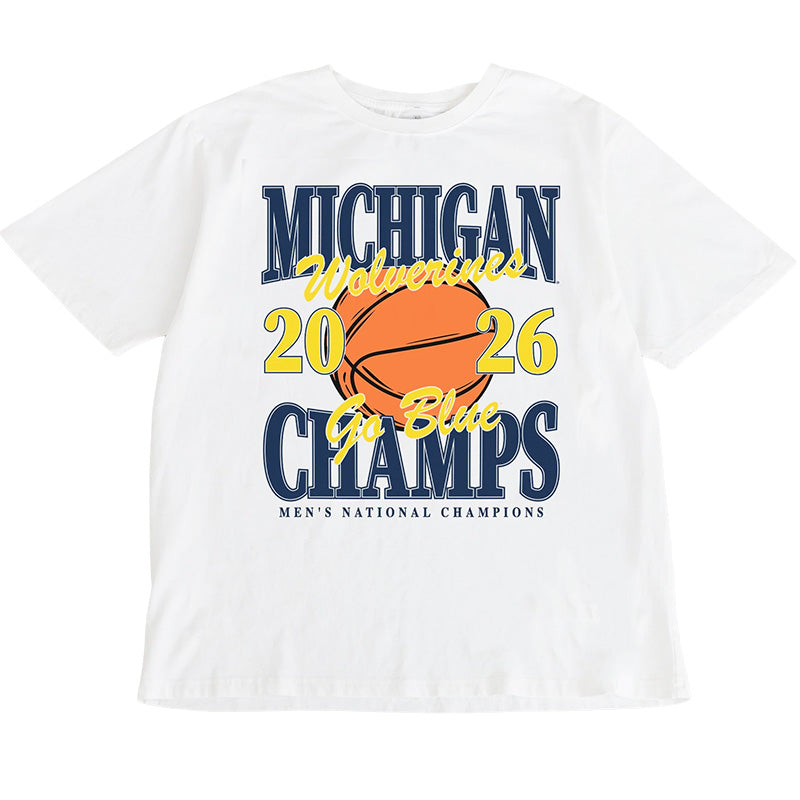 University of Michigan Wolverines 2026 Basketball National Champions Unisex Oversized T-Shirt White