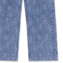 Flower Jacquard Pant Light Indigo