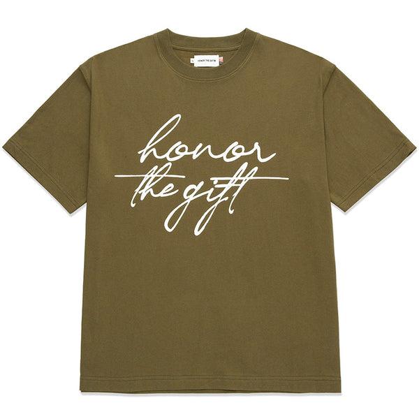 HTG Script T-Shirt Olive