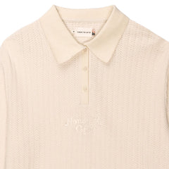 Long Sleeve Knit Polo Bone