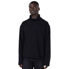 Stamp Patch Turtle Neck Pullover Black