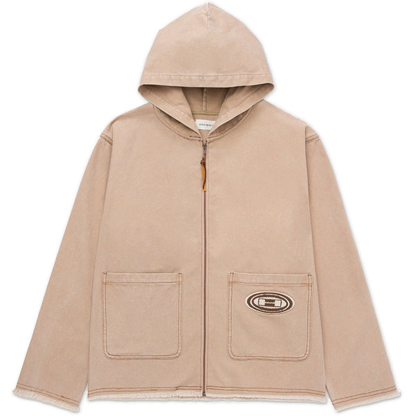 Washed Canvas Zip Hoodie Tan