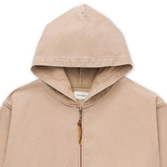 Washed Canvas Zip Hoodie Tan