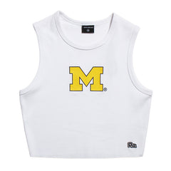 University of Michigan Wolverines Women's Block M Cut Off Tank White