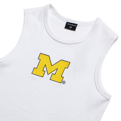 University of Michigan Wolverines Women's Block M Cut Off Tank White