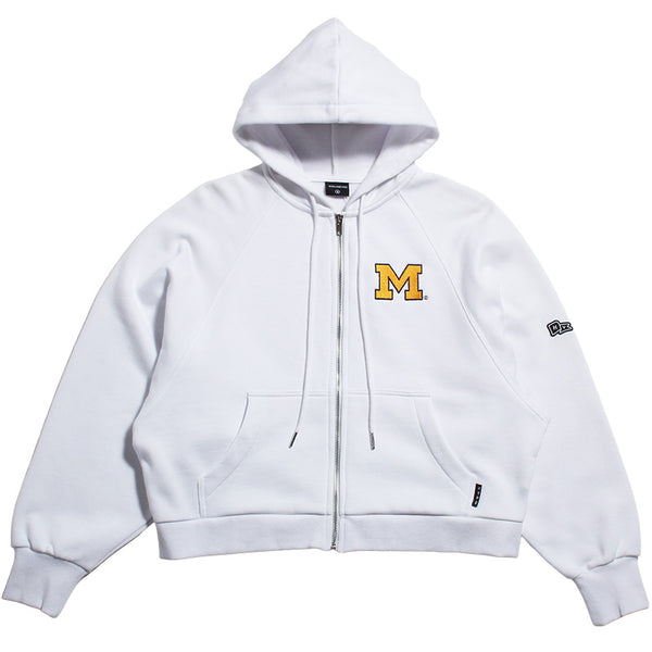 University of Michigan Wolverines Women's Block M Raglan Zip-Up White