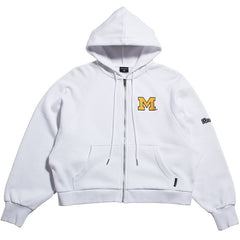 University of Michigan Wolverines Women's Block M Raglan Zip-Up White