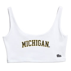 University of Michigan Wolverines Women's Scoop Neck Crop Top White