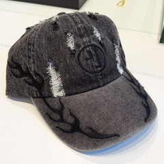 Flames Cap Washed Black