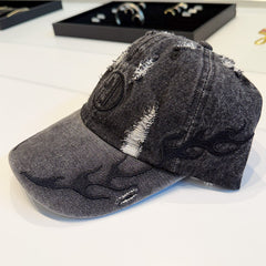 Flames Cap Washed Black