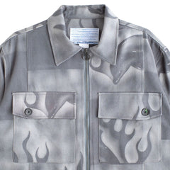 Flaming Dolphins Trucker Jacket Grey