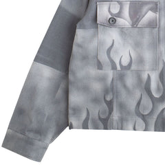 Flaming Dolphins Trucker Jacket Grey