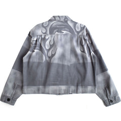 Flaming Dolphins Trucker Jacket Grey