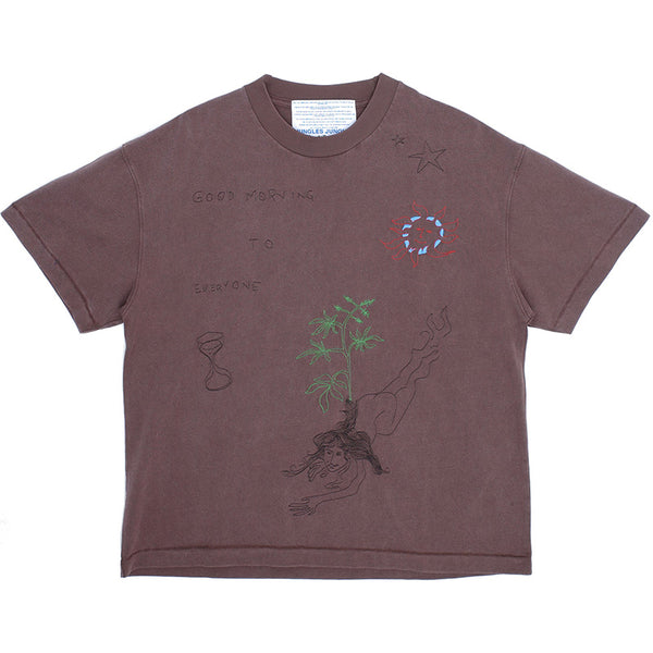 Good Morning Vintage Wash T-Shirt Brown