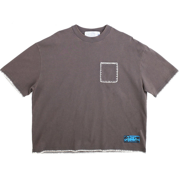 Blanket Stitch Vintage T-Shirt Sun Faded Grey
