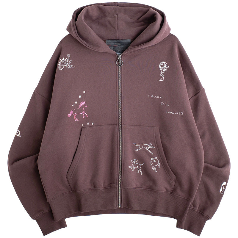 Impulses Zip Hoodie Brown