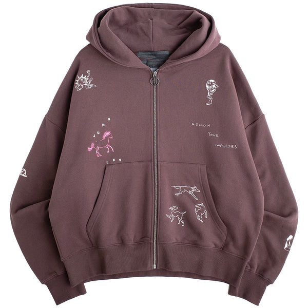 Impulses Zip Hoodie Brown