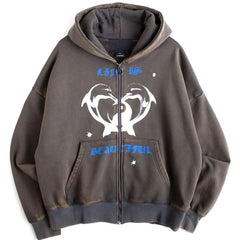 Beautiful Life Zip Hoodie Vintage Grey