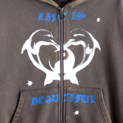Beautiful Life Zip Hoodie Vintage Grey