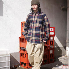 Fleece Plaid CPO Shirt Navy